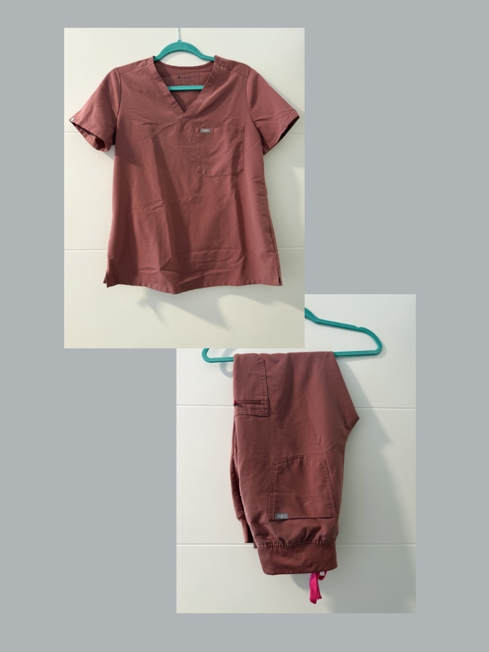 FIGS Set Top and Jogger Bottom in Dusty Rose — Small